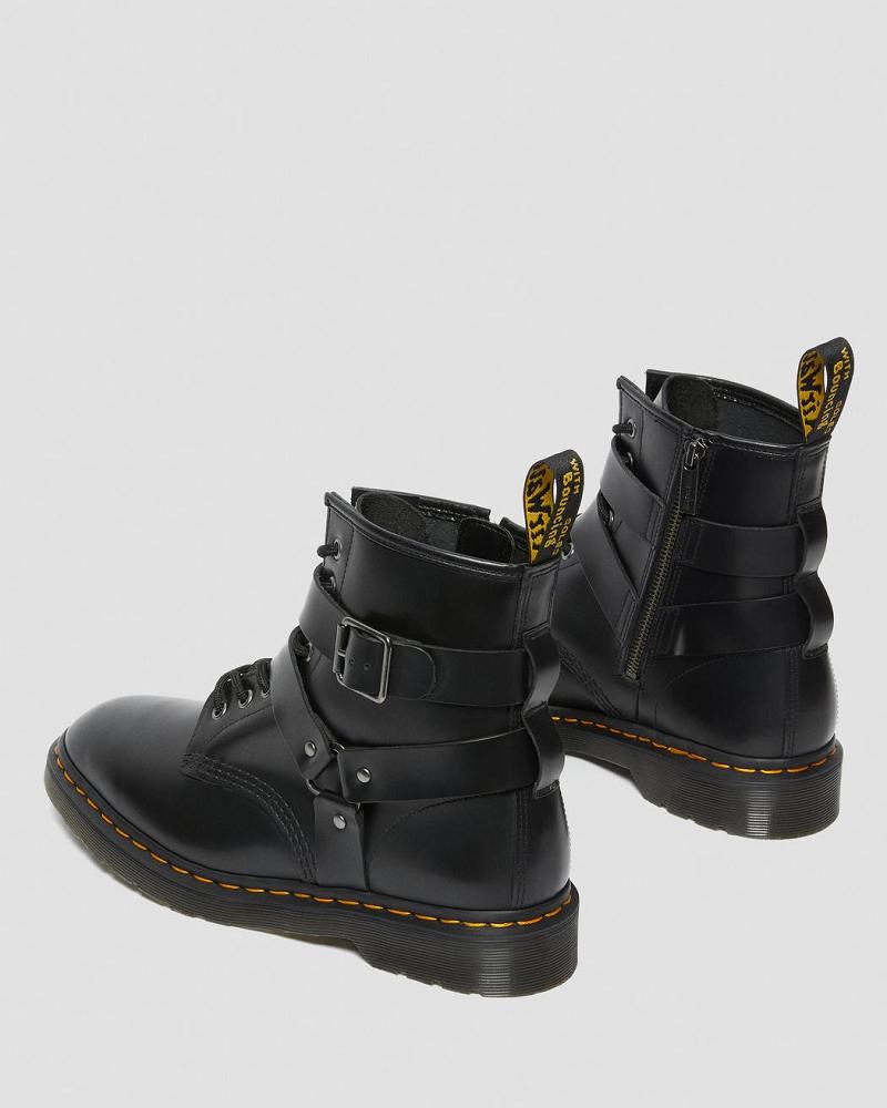 Women's Dr Martens Cristofor Leather Harness Lace Up Boots Black | AU 218EBC